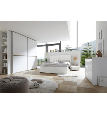 Chambre complète AMALTI Stelvio et blanc lit 160x200 cm avec coffre de rangement 