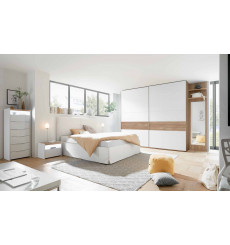 Chambre complète AMALTI bicolore lit 160x200 cm avec coffre de rangement