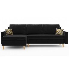 Canapé-lit MALAGA 3P réversible 220x140 cm noir