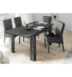 Table à manger extensible VISCONTI finition marbre noir 137-185/79/90 cm