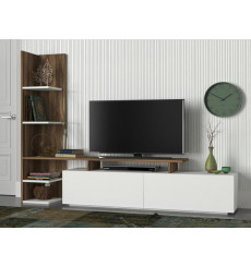 Ensemble meuble TV HOME blanc noyer 180 cm
