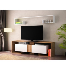 Ensemble meuble TV ROSE blanc noyer 180 cm