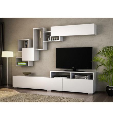 Ensemble meuble TV ELITE blanc 210 cm