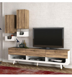 Ensemble meuble TV PRETTY blanc noyer 181 cm