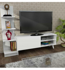Ensemble meuble TV et bibliothèque SALVADOR blanc 140 cm