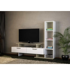 Ensemble meuble TV et bibliothèque MINEL blanc cordoba 149 cm