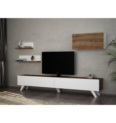 Ensemble meuble TV CATERINA blanc noyer 180 cm