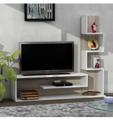 Ensemble meuble TV et bibliothèque METEHAN blanc cordoba 150 cm
