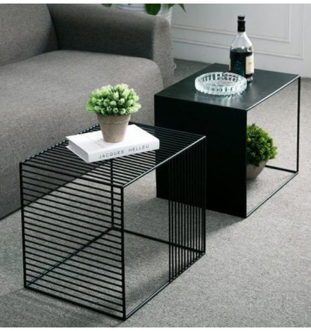 Table basse double en métal noir