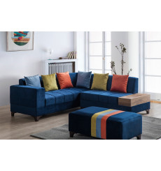 Canapé d'angle AZRA bleu 210 x 205 cm
